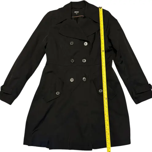 DKNY  Women's Black Button Front Trench Coat Size Medium