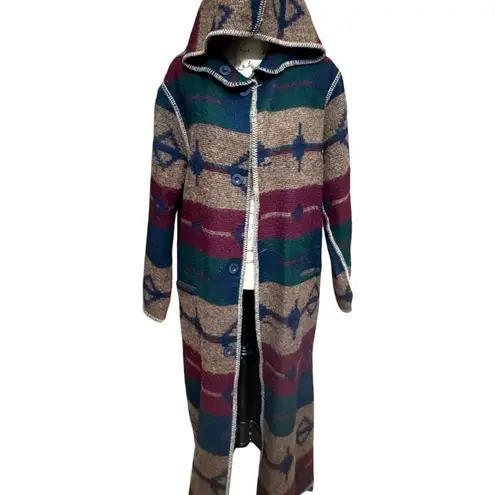 Woolrich Reversible Wool Hooded Southwestern Vintage Blanket Coat One Size