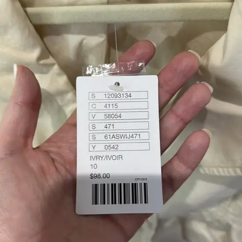 Elevenses Ivory Cropped Jacket Size 10 Button Front Peplum Career