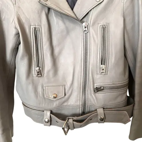 Acne Studios ACNE STUDIOS Leather Moto Jacket Grey Sz 38 (US 6)