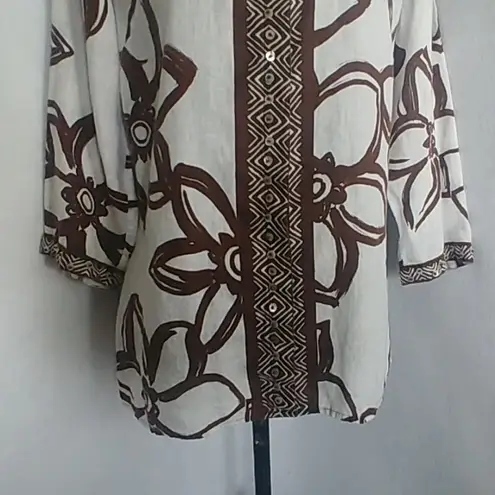 Laura Ashley Mandarin collar Linen Blouse Top