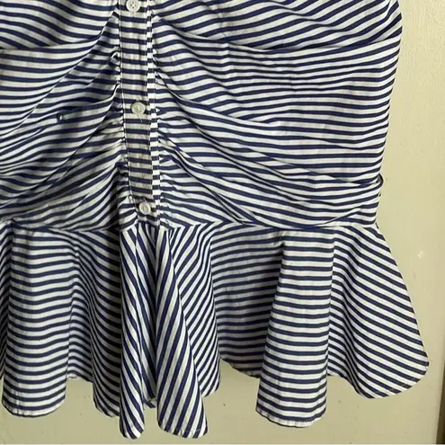Veronica Beard Bell Bottom Ruched Striped Shirtdress