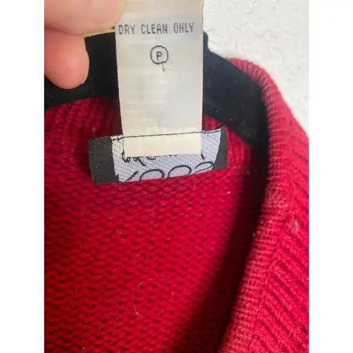 KOOS of Course! Red Open Cardigan Applique Sweater Silk Wool Sz 1X Asian Kimono