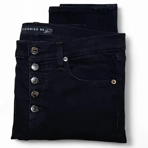 Veronica Beard Debbie 10” Skinny Raven Black Skinny Jeans Size 31 Button Fly EUC