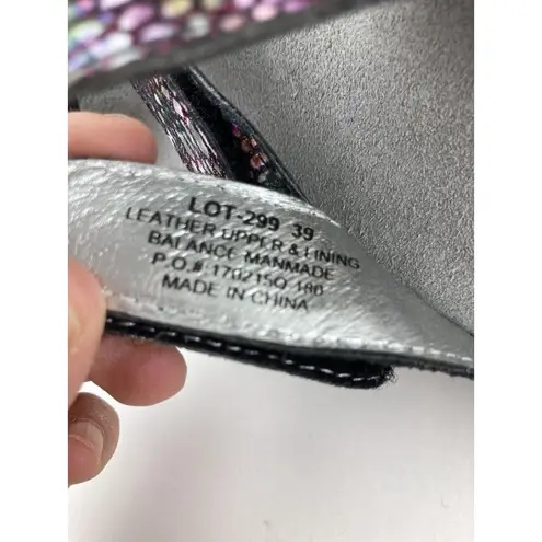 Alegria Double Strap Comfort Sandal Slide Womens 39 Croc Embossed Leather Shoes