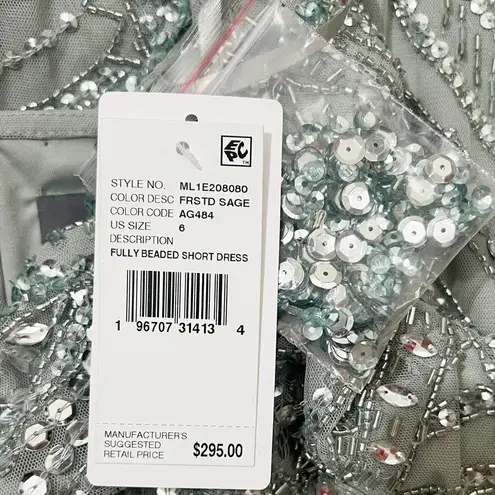 NWT Liv Foster Silver Metallic Beaded Sequin Embellished Mini Dress Size 6