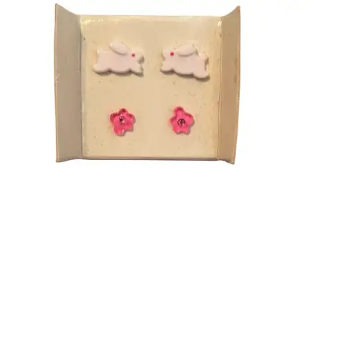 Vintage Avon Springtime Bunny Earrings never worn in original box box damaged Pink