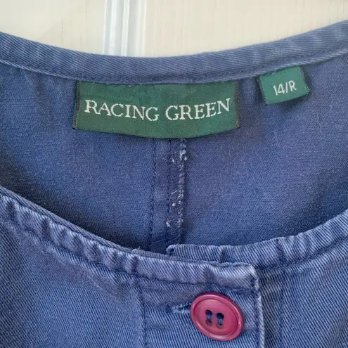 Vintage “Racing Green” Blue Button Down Midi Dress