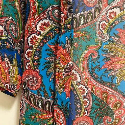 See You Monday Womens Sheer Cardigan XS Fringe Bottom Paisley Boho Multicolor