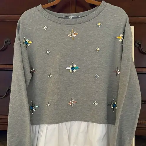 English Factory  long sleeve crew neck sweatshirt w jewel embellishments S NWOT