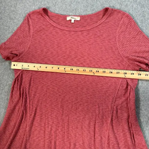Andree by Unit Ribbed High Low Tunic Size Large Rose Short Sleeve Raw Hem Modest - Image 3