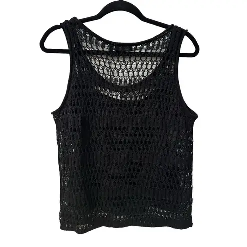 Theory NWT!  Crochet Knit Black Lace Tank - Size Medium