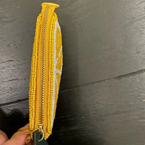 NWT Viral Lemon Fruit Slice Beaded Coin Purse Made in India Handcrafted Handmade Yellow