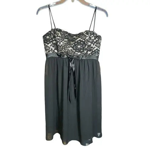 Jessica McClintock Vintage Black Babydoll Whimsigoth Prom Mini Dress Y2K