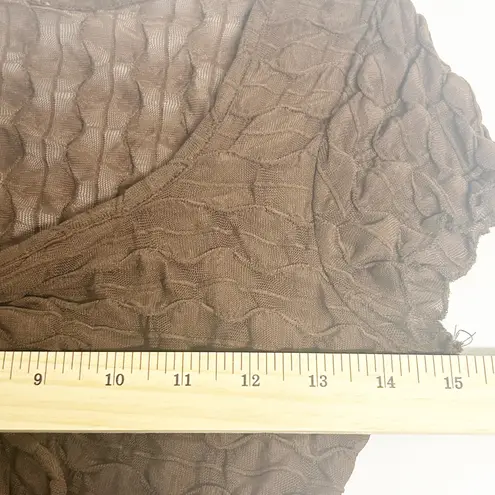 Womens Y2K Fairycore Fairy Grunge Sheer Textured Ruched Front Top Size XL Brown