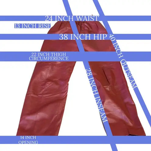 VINTAGE 1980'S REDDISH BROWN LEATHER STRAIGHT LEG PLEATED TROUSERS (XS) Red