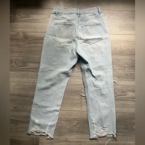 Flying Monkey Blue Light Wash Distressed Ankle Raw Hem Denim Jeans Size 27 Trend