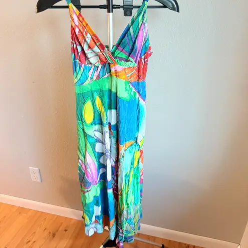 Jams World Ci Ci Dress Volare Sleeveless Tropical Floral Bright Beachy US Made S