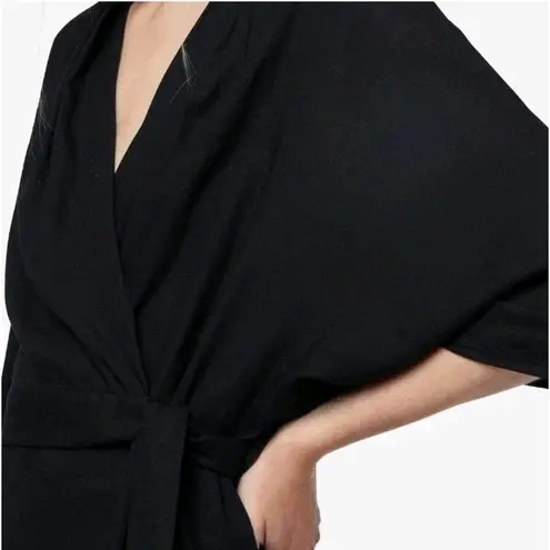 Allsaints Laurel Black Wrap Jumpsuit Romper Medium Linen Blend