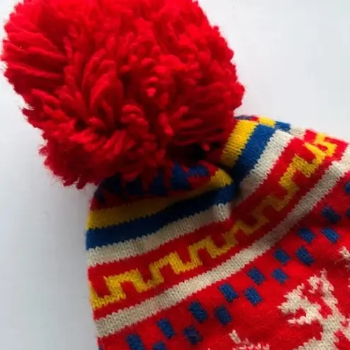 Vintage Red Moose Pom Ski Winter Hat