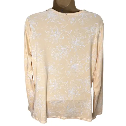 Hang Ten Sunray Long Sleeve Sun Shirt UPF 50+ Stretch Floral Yellow L
