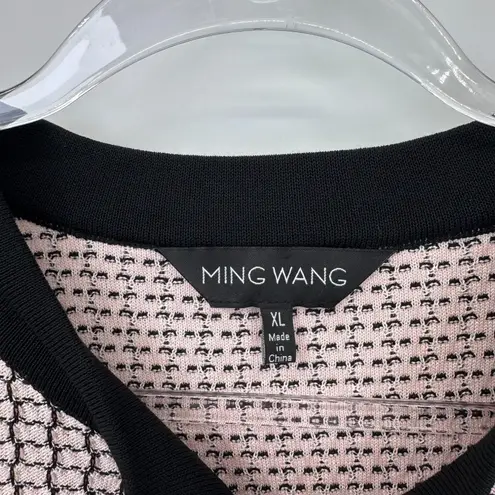 Ming Wang Coquette Blazer Cardigan Womens XL Pink Black Acrylic Tweed Buttons