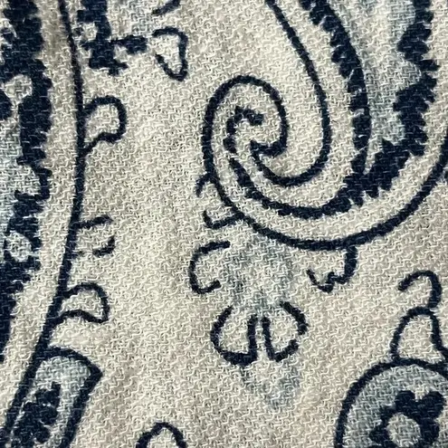 Larry levine Paisley Linen Blouse Women’s Hippie Boho Modest Mature Beach Boxy M White Size M