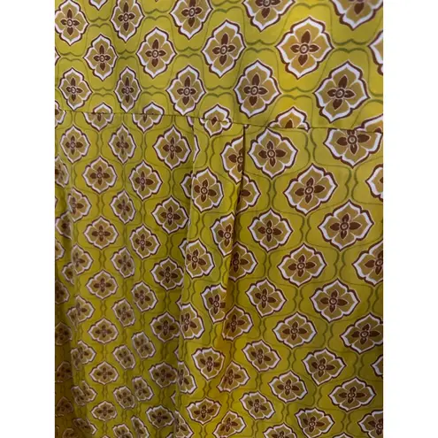 Rachel Roy Women's XL Mustard Yellow Brown Patterned Long Sleeve Blouse