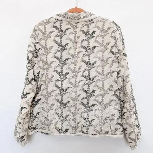 Coldwater Creek Womens Blazer Size M Cream Botanical Embroidered Cottage Fairy