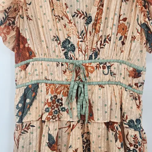 Ulla Johnson Marni Ruffled Mini Dress Peach Floral Size 14 NEW