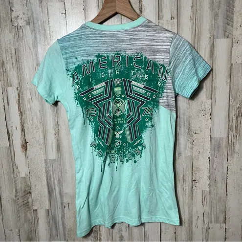 American Fighter Elmore Mint Gray Short Sleeve Shirt New Womens Size Small