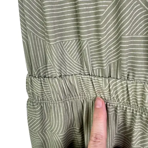 prAna Kamen Dress Green Striped Sleeveless Tank Racerback Stretchy Dress Large L