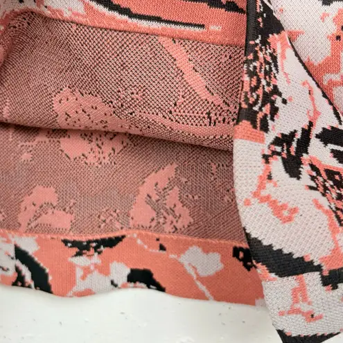 Derek Lam 10 Crosby Womens Floral Knit Midi Skirt Coral Black Waistband Size XS