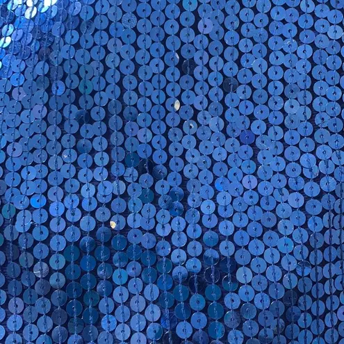 Nina size medium short sleeve couture blue silk sequin top women’s