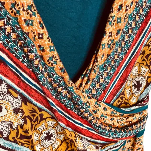 Maeve x Anthropologie | Tamera Boho Wrap Midi Dress Multicolor Size S | EUC