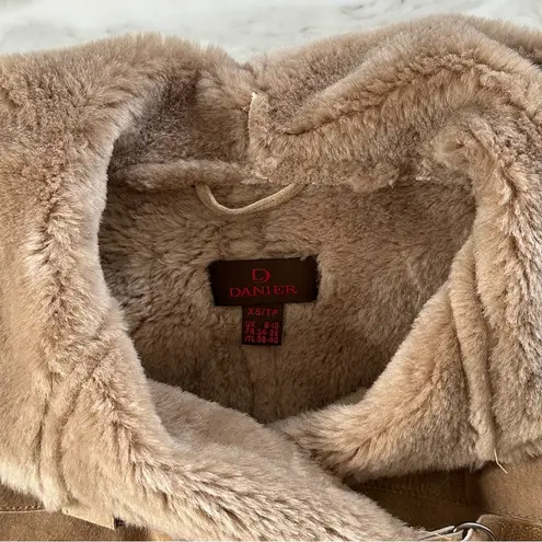 Danier Tan Suede & Faux Fur Lined Hooded Jacket • Sz XS