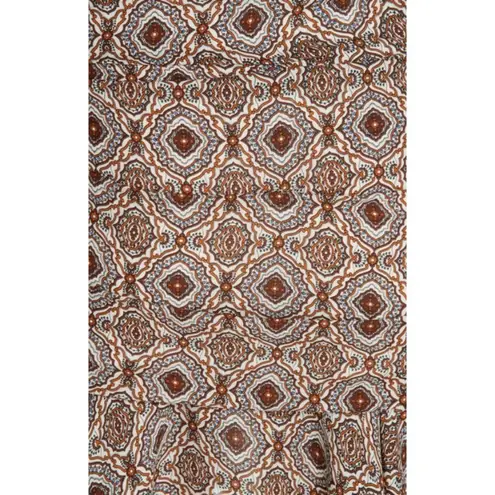 Veronica Beard 💕💕 Alamo Printed Ruched 100% Silk Dress ~ Rust/Ivory 10 NWOT