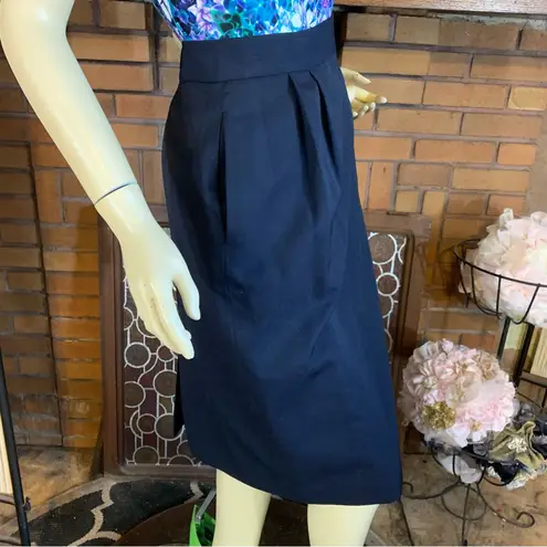 VINTAGE ANGELICA NAVY BLUE PLEATED PENCIL MIDI SKIRT NWT (12)