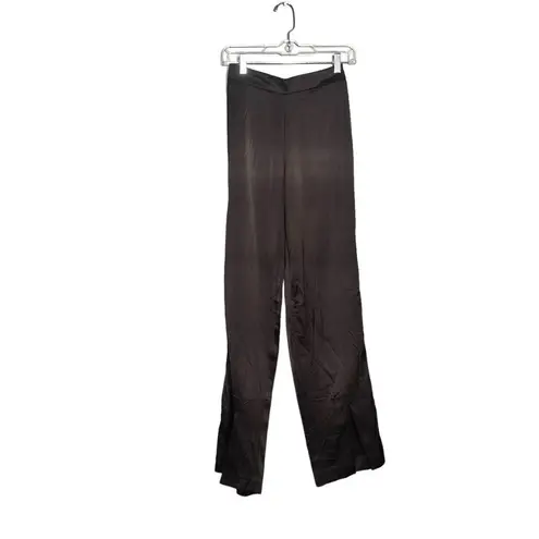 EXPRESS  BLACK HIGH WAISTED SATIN SLIT FRONT STRAIGHT PANTS SZ 00R