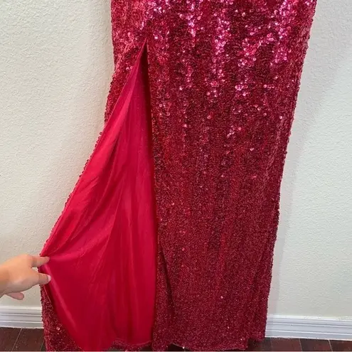 Faviana Pink Sequin Formal Gown Strapless Open Back Size 6