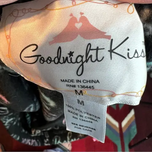 Goodnight Kiss Size Medium Fleece Sleep Pant Drawstring Stretch Waistband Black