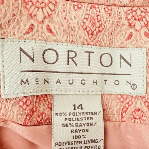 Norton Mcnaughton Vintage 14 Blazer Jacket Peach Jacquard Damask Boho Cottage