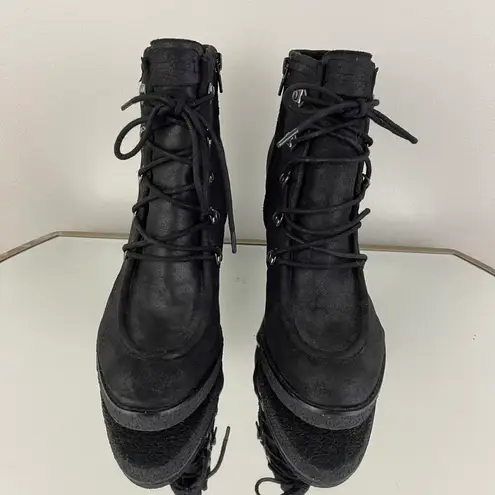 Zodiac Black Suede Indy Wedge Lace Up Ankle Booties