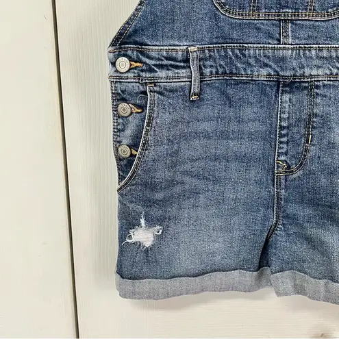 Old Navy Denim Distressed Shortalls Jean Cuffed Short Bib Overalls Size Small