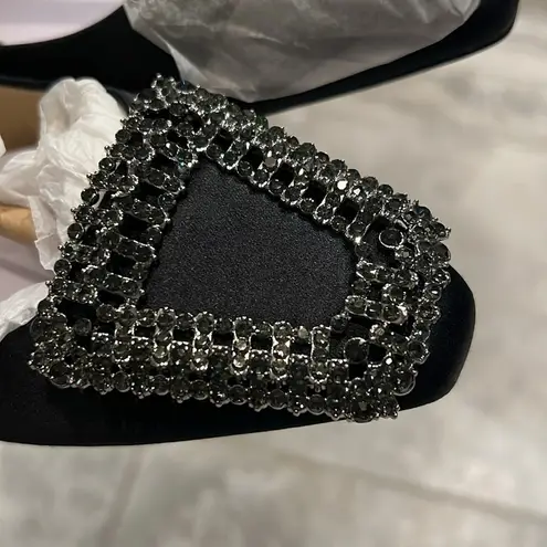 Badgley Mischka Emerie Slip On Embellished Flats Black, Size 5.5 NEW +DustBag