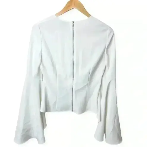 Intermix  Cameron White Bell Flutter Sleeve Zipper Back‎ Blouse