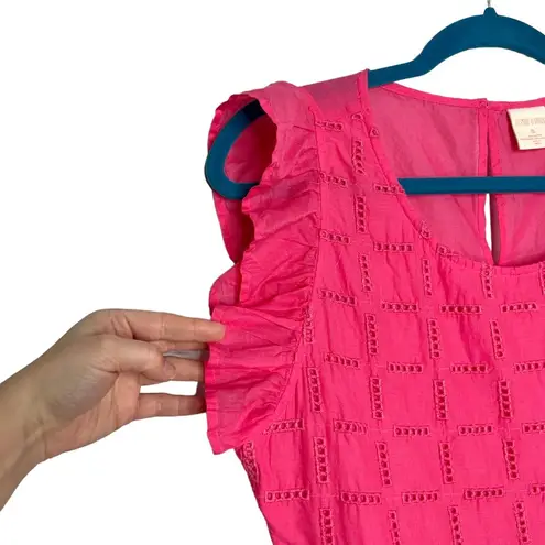 Jasmine & Ginger Pink Ruffle Sleeve Eyelet Babydoll Blouse