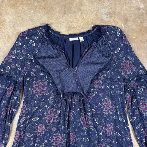 Hinge Nordstrom Boho Floral Mini Dress Cottagecore Peasant Style XS