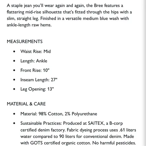 Edwin Bree Midrise Straight Raw Hem Deja Blue Wash Jeans Size 28