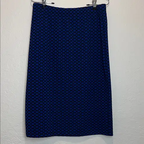 Vintage Blue Geometric Patterned Stretchy Modest Skirt Size L